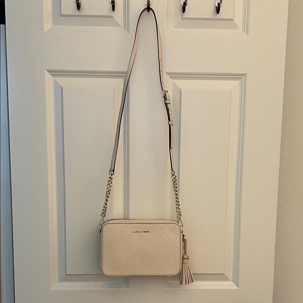 Michael Kors Cream Crossbody Bag with Gold Details